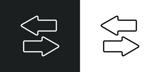 Poster - opposite directions line icon in white and black colors. opposite directions flat vector icon from opposite directions collection for web, mobile apps and ui.