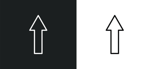 Poster - pointing up arrow line icon in white and black colors. pointing up arrow flat vector icon from pointing up arrow collection for web, mobile apps and ui.