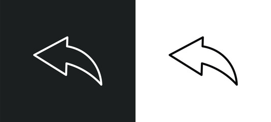 Poster - arrow address back line icon in white and black colors. arrow address back flat vector icon from arr