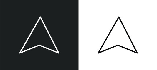 Poster - navigation arrow line icon in white and black colors. navigation arrow flat vector icon from navigation arrow collection for web, mobile apps and ui.