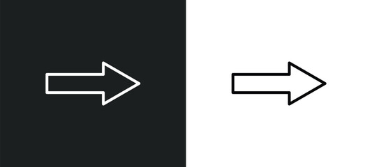 Poster - arrow pointing right line icon in white and black colors. arrow pointing right flat vector icon from arrow pointing right collection for web, mobile apps and ui.