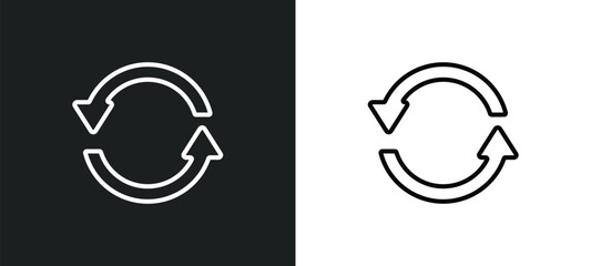 Poster - refresh button line icon in white and black colors. refresh button flat vector icon from refresh button collection for web, mobile apps and ui.