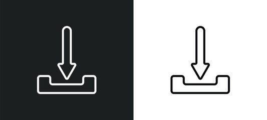 Poster - download arrow line icon in white and black colors. download arrow flat vector icon from download arrow collection for web, mobile apps and ui.