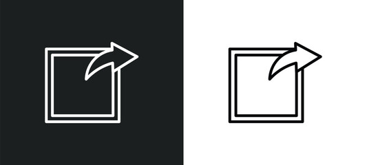 Poster - export arrow line icon in white and black colors. export arrow flat vector icon from export arrow collection for web, mobile apps and ui.