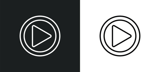 Poster - press play button line icon in white and black colors. press play button flat vector icon from press play button collection for web, mobile apps and ui.