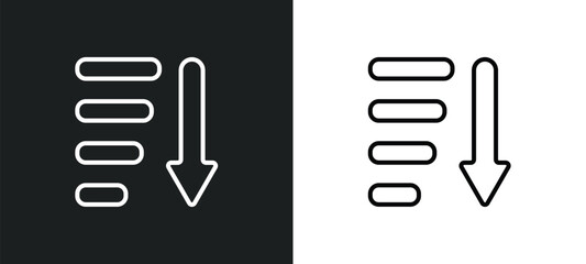 Poster - sorting line icon in white and black colors. sorting flat vector icon from sorting collection for we