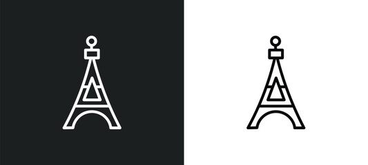 Poster - eiffel tower line icon in white and black colors. eiffel tower flat vector icon from eiffel tower collection for web, mobile apps and ui.
