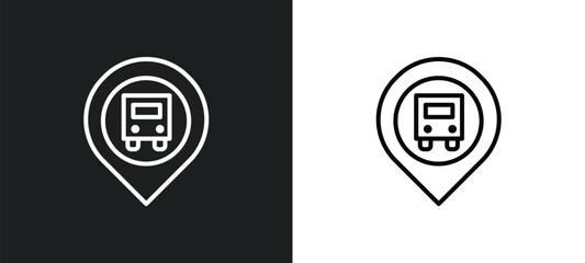 Poster - bus stop line icon in white and black colors. bus stop flat vector icon from bus stop collection for web, mobile apps and ui.