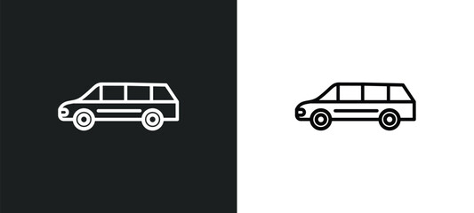 Poster - limousine line icon in white and black colors. limousine flat vector icon from limousine collection for web, mobile apps and ui.