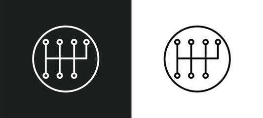 Poster - gear box line icon in white and black colors. gear box flat vector icon from gear box collection for web, mobile apps and ui.