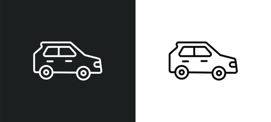 Poster - hatchback line icon in white and black colors. hatchback flat vector icon from hatchback collection for web, mobile apps and ui.