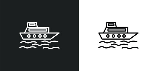 Poster - ferry boat line icon in white and black colors. ferry boat flat vector icon from ferry boat collection for web, mobile apps and ui.