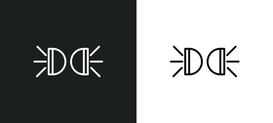 Poster - car lights line icon in white and black colors. car lights flat vector icon from car lights collection for web, mobile apps and ui.