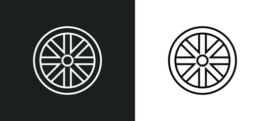 Poster - alloy wheel line icon in white and black colors. alloy wheel flat vector icon from alloy wheel collection for web, mobile apps and ui.