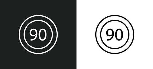 Poster - speed limit line icon in white and black colors. speed limit flat vector icon from speed limit collection for web, mobile apps and ui.