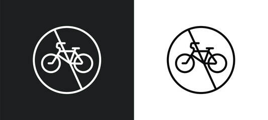 Poster - no bicycle line icon in white and black colors. no bicycle flat vector icon from no bicycle collecti