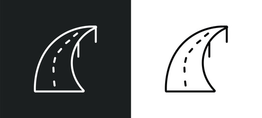 Poster - highway line icon in white and black colors. highway flat vector icon from highway collection for web, mobile apps and ui.
