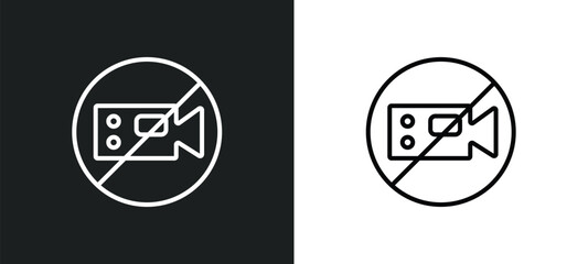 Poster - no video line icon in white and black colors. no video flat vector icon from no video collection for web, mobile apps and ui.