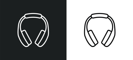 Poster - headphone variant line icon in white and black colors. headphone variant flat vector icon from headphone variant collection for web, mobile apps and ui.