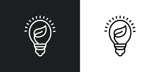Poster - eco light bulb line icon in white and black colors. eco light bulb flat vector icon from eco light bulb collection for web, mobile apps and ui.