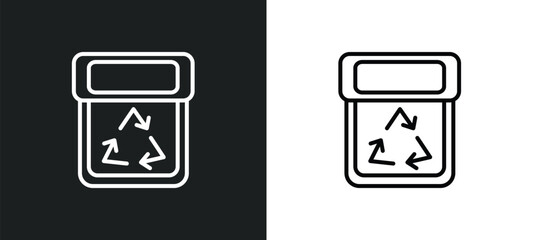 Poster - recycling bin line icon in white and black colors. recycling bin flat vector icon from recycling bin collection for web, mobile apps and ui.