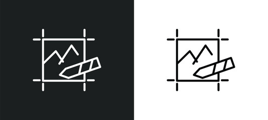 Poster - edit picture line icon in white and black colors. edit picture flat vector icon from edit picture collection for web, mobile apps and ui.