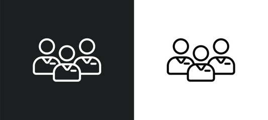 Poster - employees line icon in white and black colors. employees flat vector icon from employees collection for web, mobile apps and ui.
