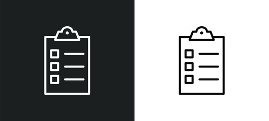 Poster - tasks line icon in white and black colors. tasks flat vector icon from tasks collection for web, mobile apps and ui.