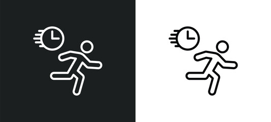 Poster - rush line icon in white and black colors. rush flat vector icon from rush collection for web, mobile