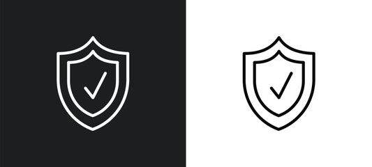 Poster - protect line icon in white and black colors. protect flat vector icon from protect collection for we