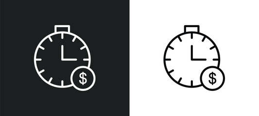 Poster - time is money line icon in white and black colors. time is money flat vector icon from time is money collection for web, mobile apps and ui.