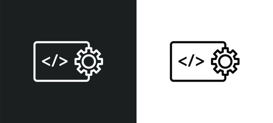 Poster - develop line icon in white and black colors. develop flat vector icon from develop collection for web, mobile apps and ui.