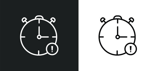 Poster - out of time line icon in white and black colors. out of time flat vector icon from out of time collection for web, mobile apps and ui.