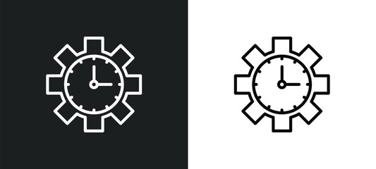 Poster - time manager line icon in white and black colors. time manager flat vector icon from time manager collection for web, mobile apps and ui.