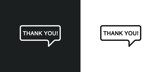 Poster - thank you line icon in white and black colors. thank you flat vector icon from thank you collection for web, mobile apps and ui.