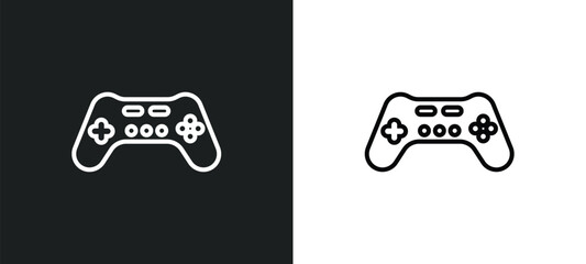 Poster - video game controller line icon in white and black colors. video game controller flat vector icon from video game controller collection for web, mobile apps and ui.