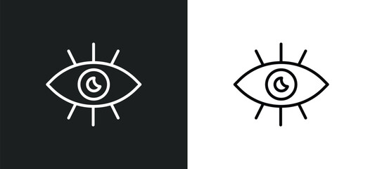 Poster - black eye line icon in white and black colors. black eye flat vector icon from eye collection for web, mobile apps and ui.