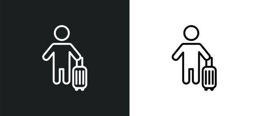Poster - touristic line icon in white and black colors. touristic flat vector icon from touristic collection for web, mobile apps and ui.