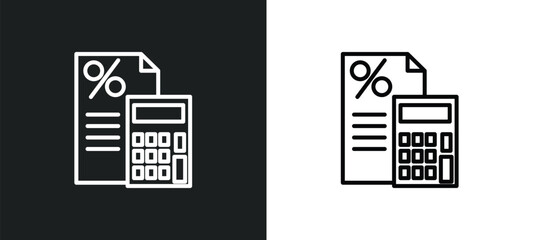 Poster - calculations line icon in white and black colors. calculations flat vector icon from calculations collection for web, mobile apps and ui.