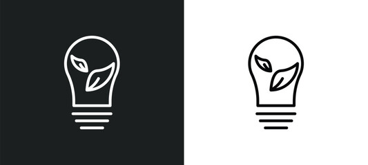 Wall Mural - ecologic bulb line icon in white and black colors. ecologic bulb flat vector icon from ecologic bulb collection for web, mobile apps and ui.