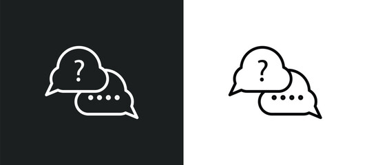 Poster - asking line icon in white and black colors. asking flat vector icon from asking collection for web, mobile apps and ui.