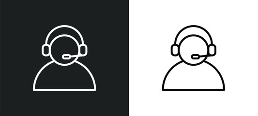 Poster - telemarketing line icon in white and black colors. telemarketing flat vector icon from telemarketing collection for web, mobile apps and ui.