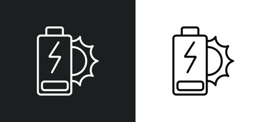 Wall Mural - solar battery line icon in white and black colors. solar battery flat vector icon from solar battery collection for web, mobile apps and ui.