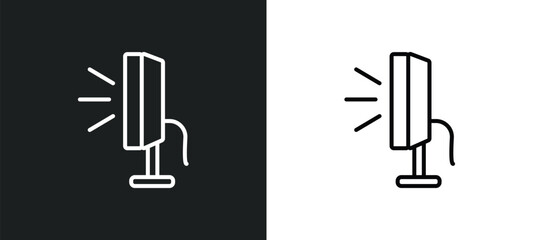 Poster - tv side line icon in white and black colors. tv side flat vector icon from tv side collection for we