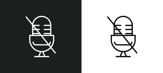Poster - microphone mute line icon in white and black colors. microphone mute flat vector icon from microphone mute collection for web, mobile apps and ui.