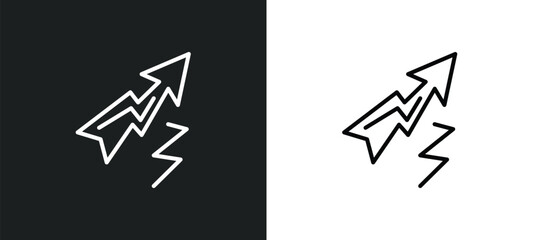 Poster - lightning arrow line icon in white and black colors. lightning arrow flat vector icon from lightning arrow collection for web, mobile apps and ui.