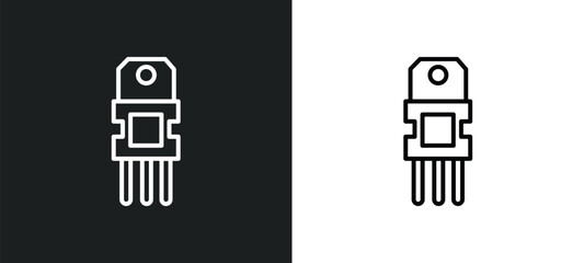 Poster - resistor line icon in white and black colors. resistor flat vector icon from resistor collection for web, mobile apps and ui.