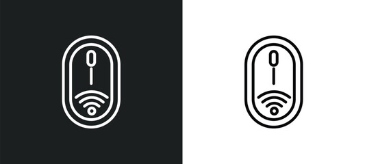 Poster - wireless mouse line icon in white and black colors. wireless mouse flat vector icon from wireless mouse collection for web, mobile apps and ui.