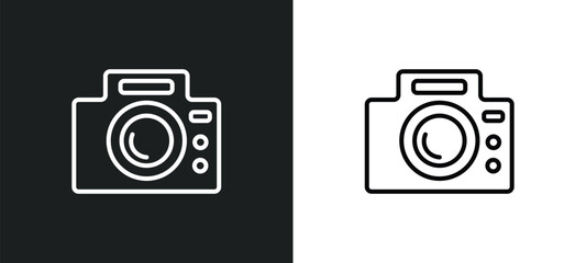 Poster - photograph camera line icon in white and black colors. photograph camera flat vector icon from photograph camera collection for web, mobile apps and ui.