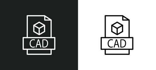 Aufkleber - cad line icon in white and black colors. cad flat vector icon from cad collection for web, mobile apps and ui.